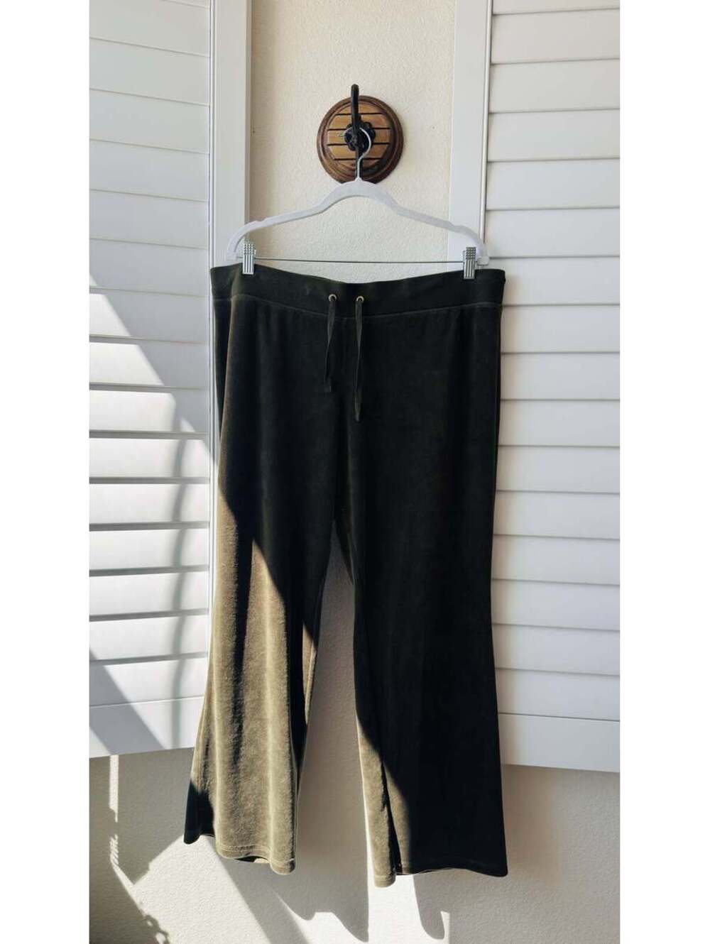 New York & Company Olive Green Velour Drawstring Lounge Pants Size XL